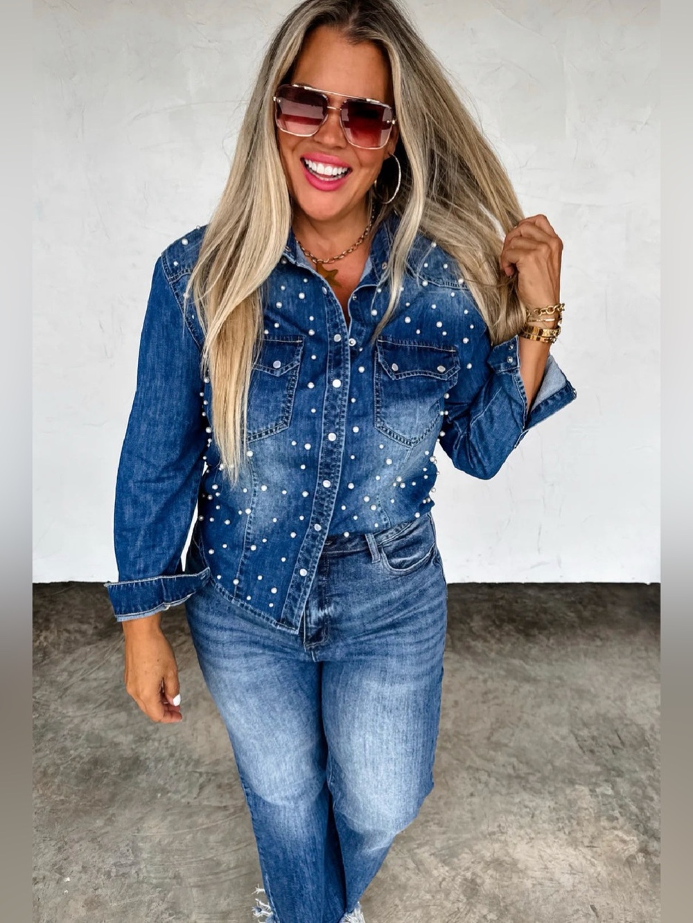 Blakeley Dolly Pearl Denim Top